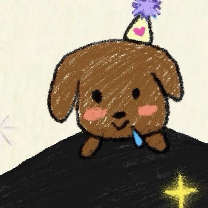 戴生日帽的手绘小狗